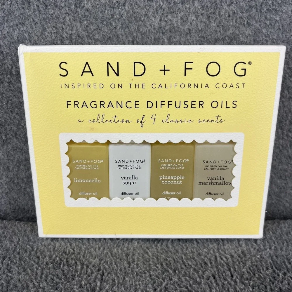 SAND + FOG Fragrance Diffuser Oil 4pk Limincello vanilla pineapple coconut